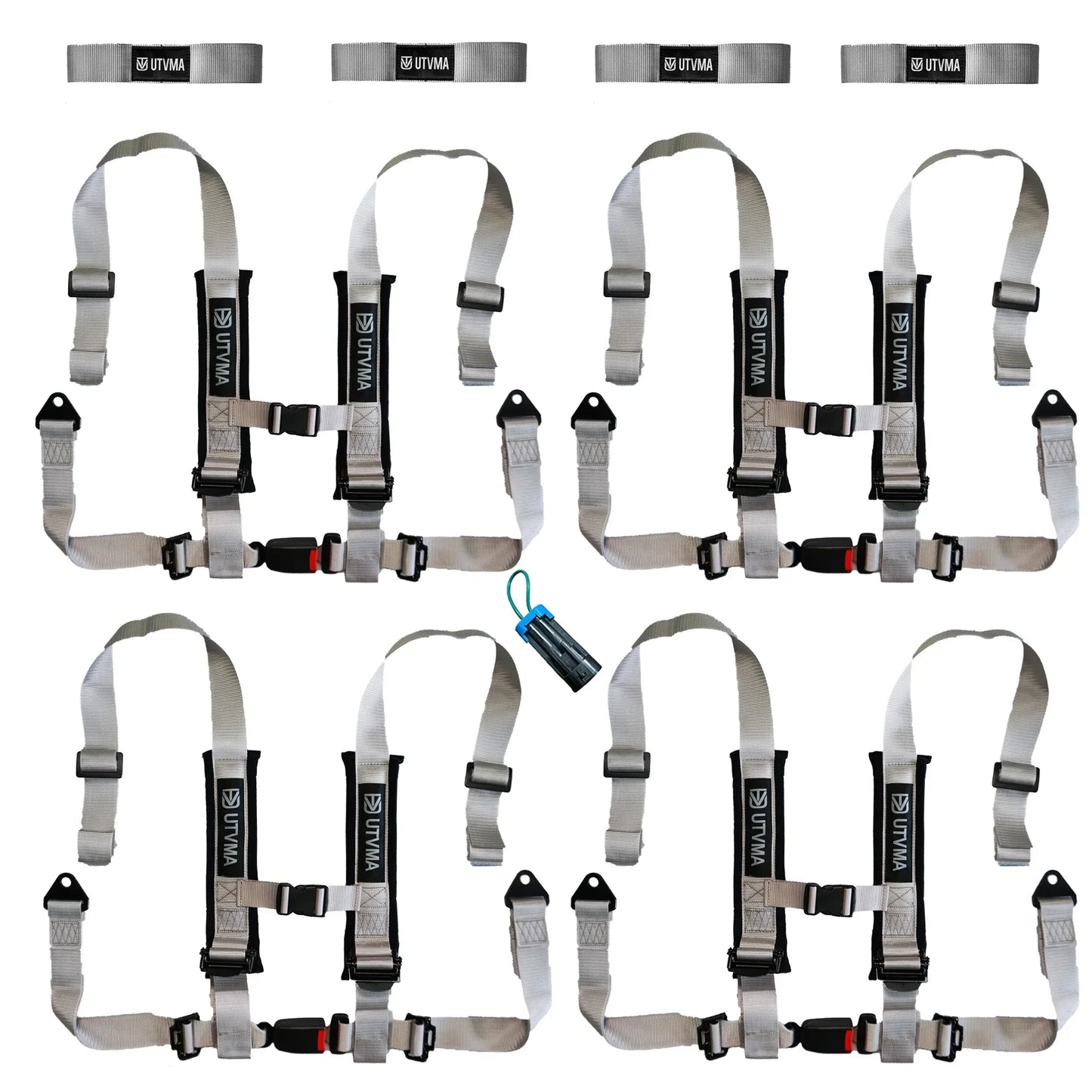Four Harness Pack Auto Buckle with Harness Collars - Silver - Harness