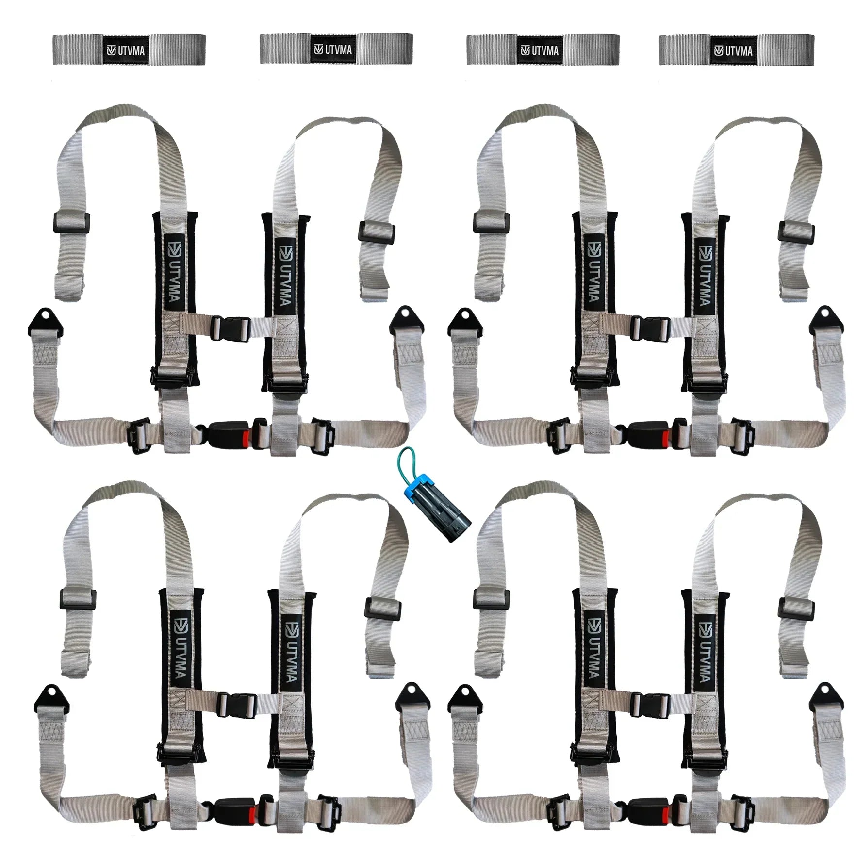 Four Harness Pack Auto Buckle with Harness Collars - Silver - Harness