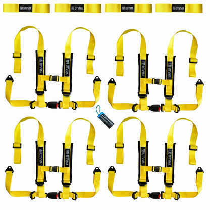 Four Harness Pack Auto Buckle with Harness Collars - Yellow - Harness