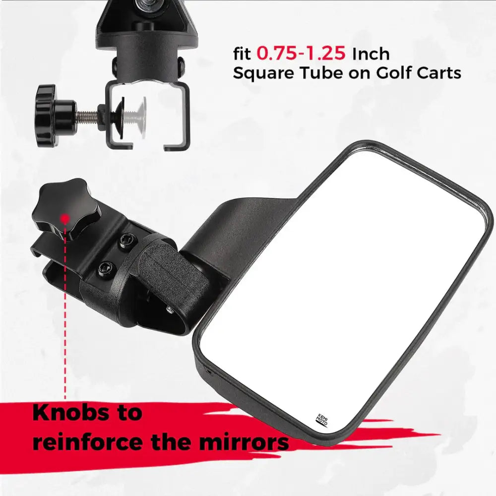 Golf Cart Side Mirrors for 0.75’’-1.25’’ Square Rail