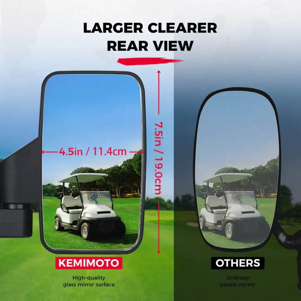 Golf Cart Side Mirrors for 0.75’’-1.25’’ Square Rail