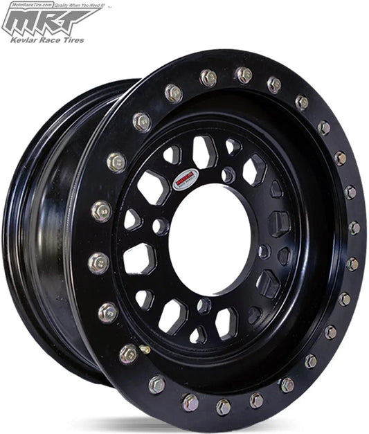 Gunner UTV Wheel - Beadlock | 15x7 | 16lbs / 4x156.2 | 121 | 13mm | 4 + 3 | Black - UTV/ATV Wheels