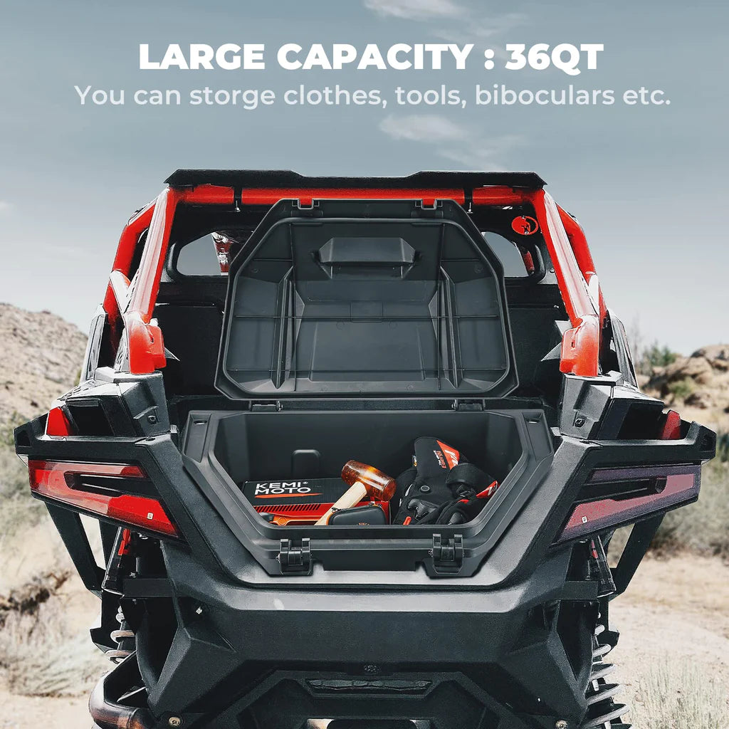 36L Rear Cargo Box with Two Lockable Latches for Polaris RZR