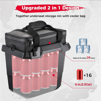 Underseat Storage Bin with Insulated Ice Cooler Bag for Can-Am Defender