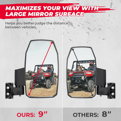 Upgraded UTV Wider Pro-Fit Side Mirrors for Polaris / Can-Am