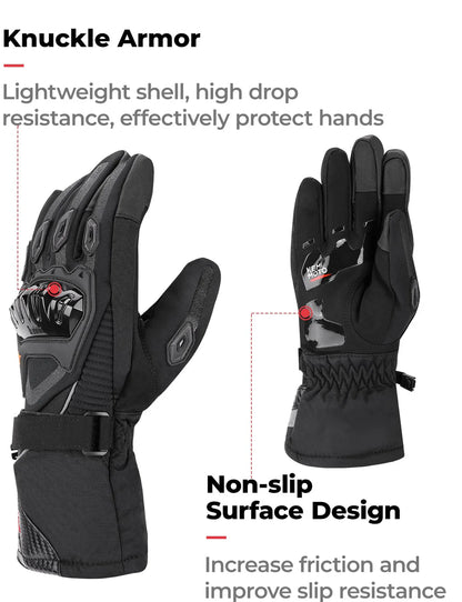 Winter Motorcycle Gloves, Rainproof Riding Gloves with Touchscreen