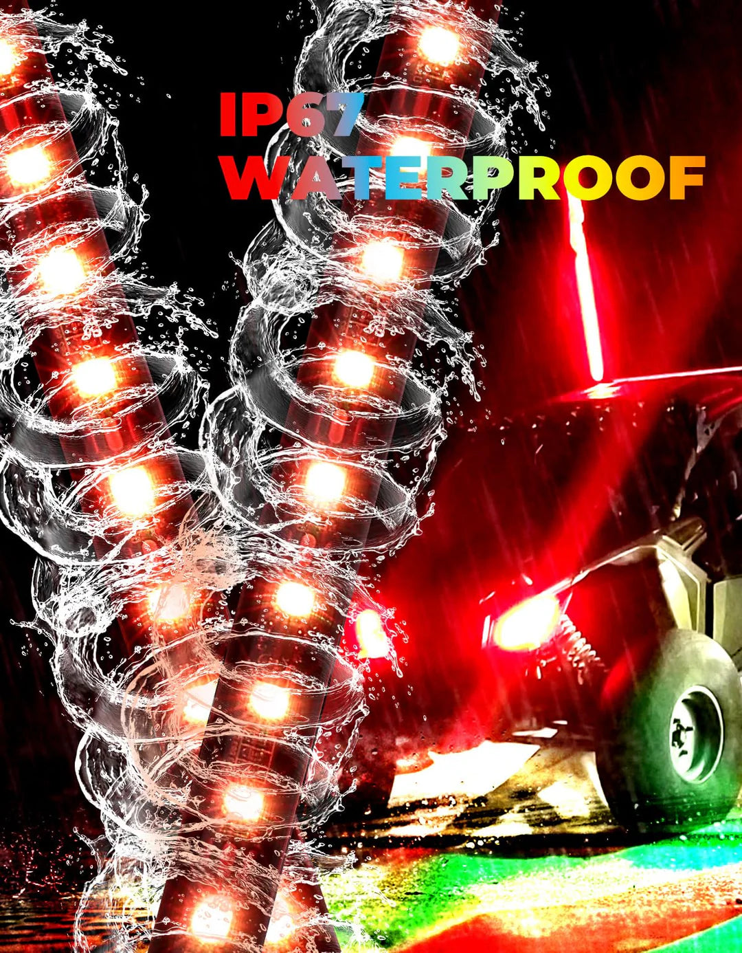 UTV 2pcs 3ft / 4ft Whip Lights with Spring Base for X3 / RZR