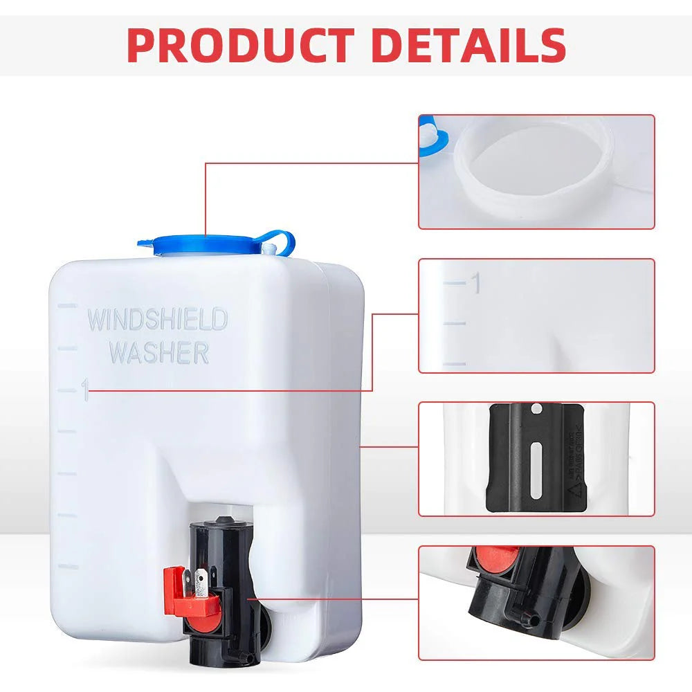 1.5L Universal Car Windshield Washer Pump Reservoir Bottle Kit