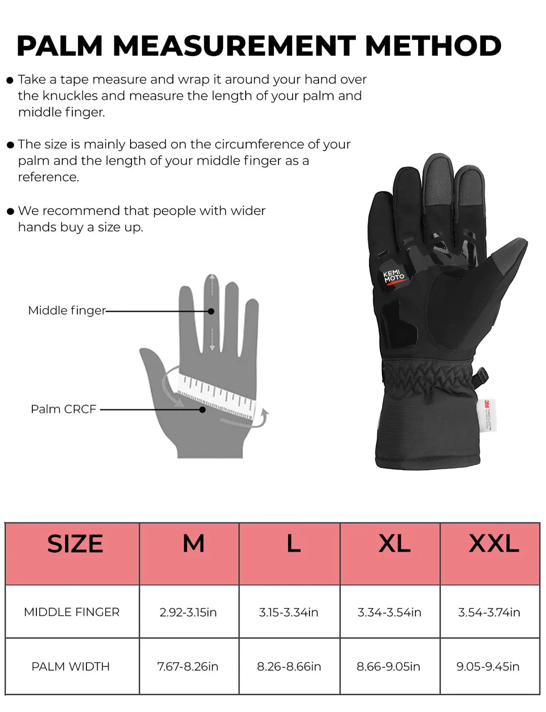 Winter Motorcycle Gloves, Rainproof Riding Gloves with Touchscreen