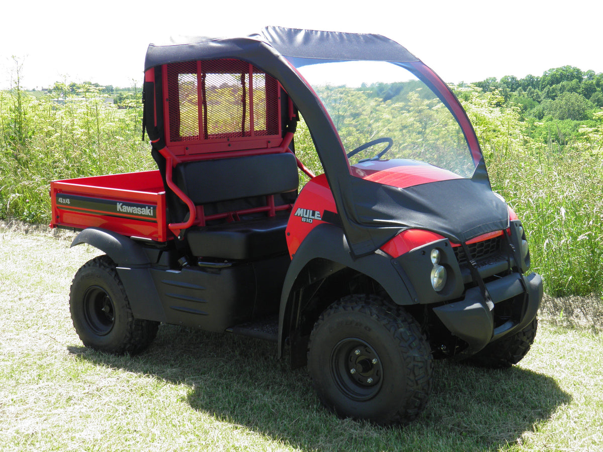 Kawasaki Mule 600/610 - Vinyl Windshield/Top/Rear Combo - Windshield/Roof/Back Panel