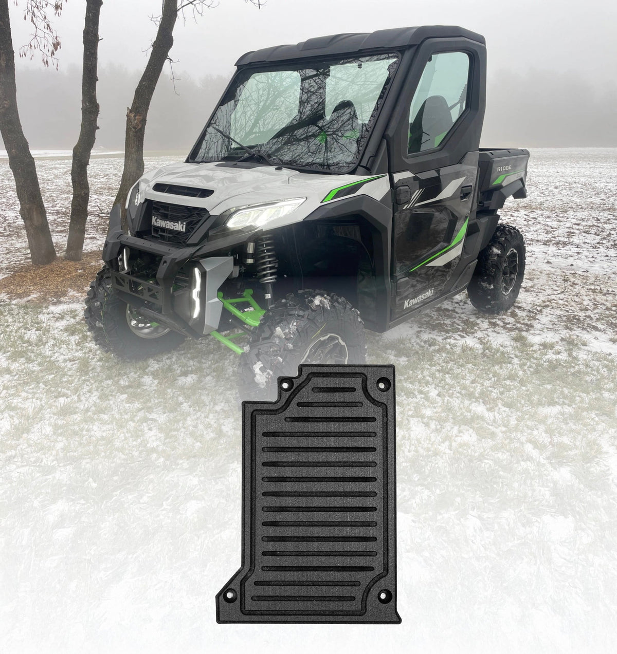 Kawasaki Ridge 2 Door Rubber Floor Mats (ALL MODELS) - Center Mat (Bench Seat) - UTV Rubber floor mats