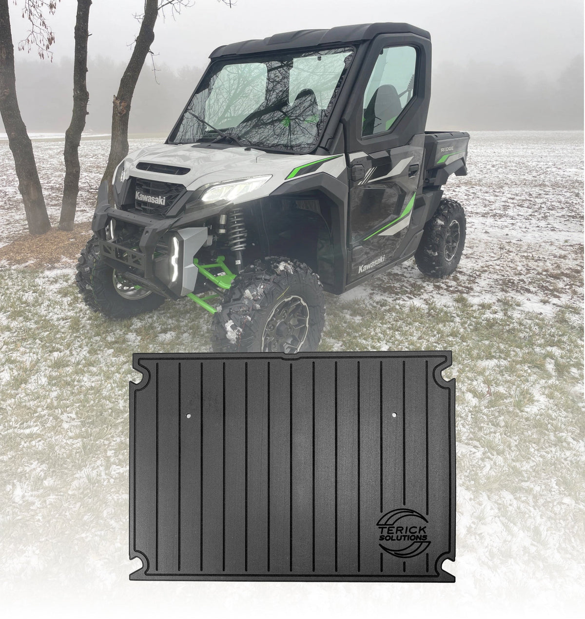 Kawasaki Ridge 2 Door Rubber Floor Mats (ALL MODELS) - Rear Cargo Mat - UTV Rubber floor mats