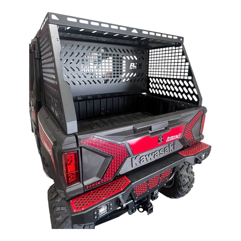 Kawasaki Ridge Bed Rack with Enclosure - None / Rack with Rear Glass Guard - Storage Options