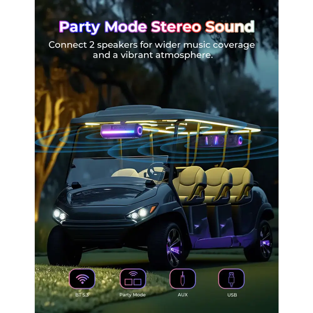 KEMIMOTO Midnight 60 26’’ 4-Speaker UTV Bluetooth Sound Bar w/RGB Lighting