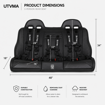 KRX 4 Rear Bench Seat (2023+) W Harnesses - Bench Seat