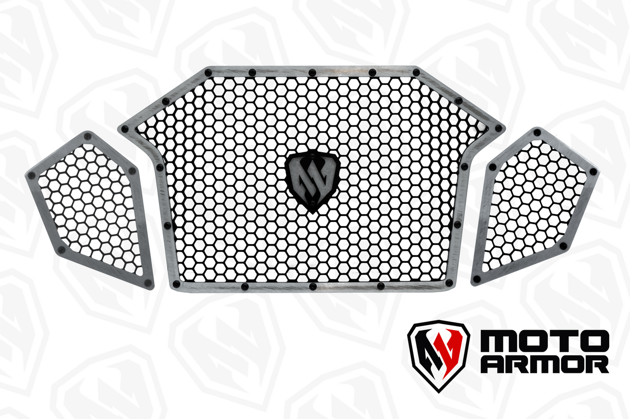 MA TURBO R/PRO R COMPLETE FRONT GRILL SET - Raw Aluminum / Black - Vehicles & Parts