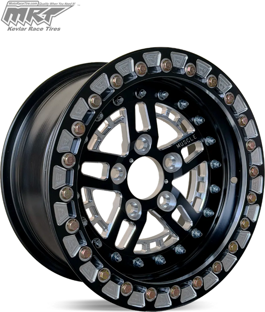 Machine Gunner UTV Wheel - Beadlock | 15x7 / 5x114.3 | 68mm | 32mm | 4 + 3 | Black - UTV/ATV Wheels