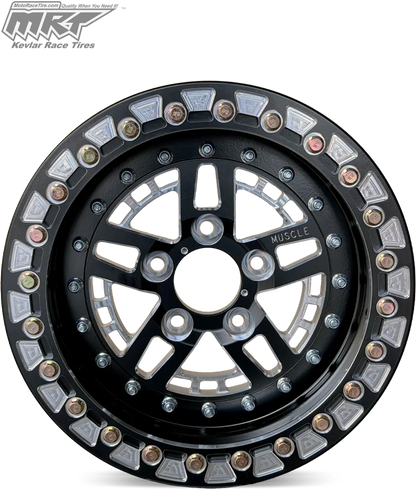 Machine Gunner UTV Wheel - Beadlock | 15x7 / 5x114.3 | 68mm | 32mm | 4 + 3 | Black - UTV/ATV Wheels