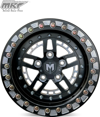 Machine Gunner UTV Wheel - Beadlock | 15x7 / 5x114.3 | 68mm | 32mm | 4 + 3 | Black - UTV/ATV Wheels