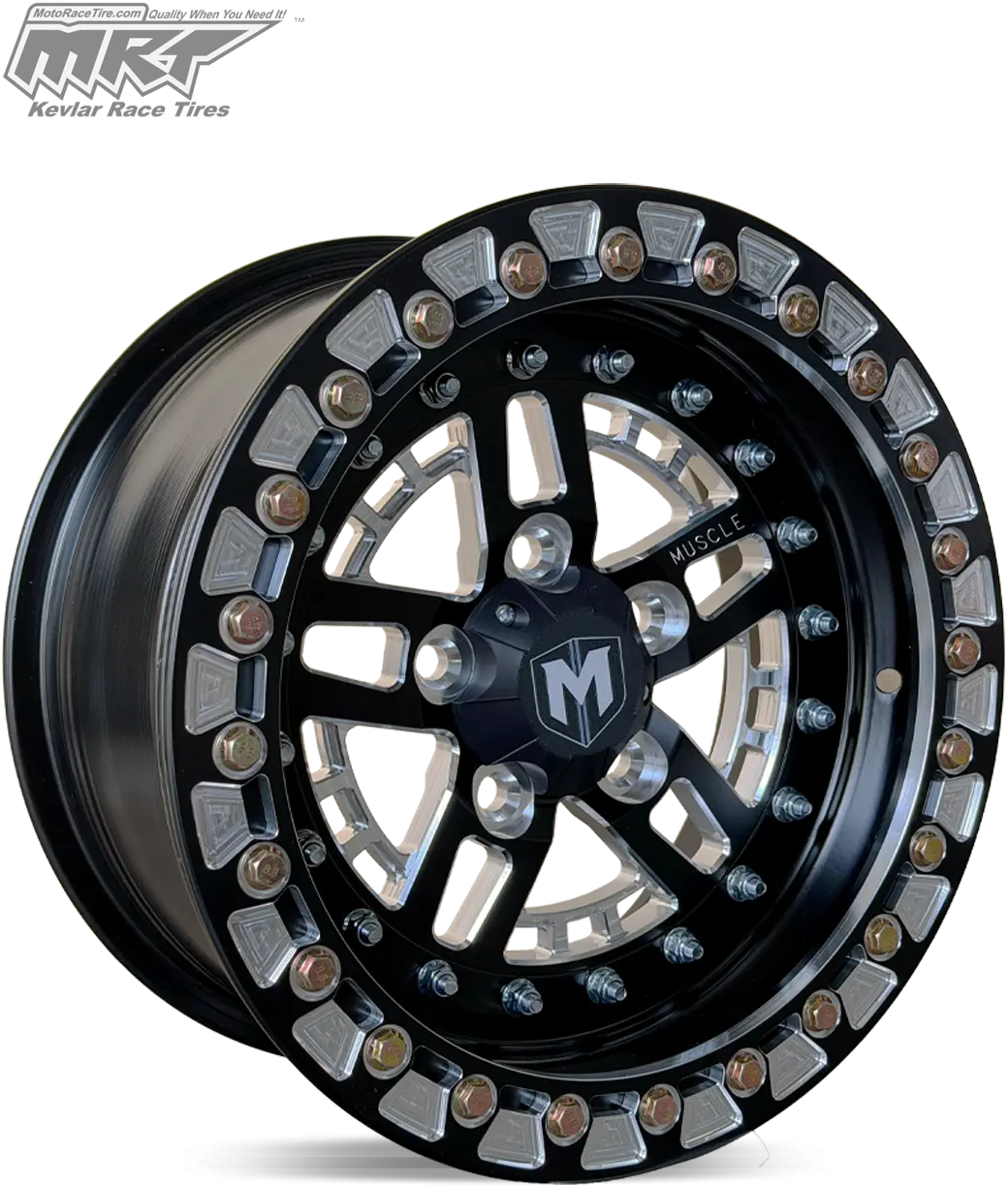 Machine Gunner UTV Wheel - Beadlock | 15x7 / 5x114.3 | 68mm | 32mm | 4 + 3 | Black - UTV/ATV Wheels