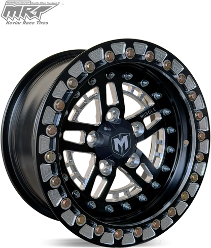 Machine Gunner UTV Wheel - Beadlock | 15x7 / 5x114.3 | 68mm | 32mm | 4 + 3 | Black - UTV/ATV Wheels