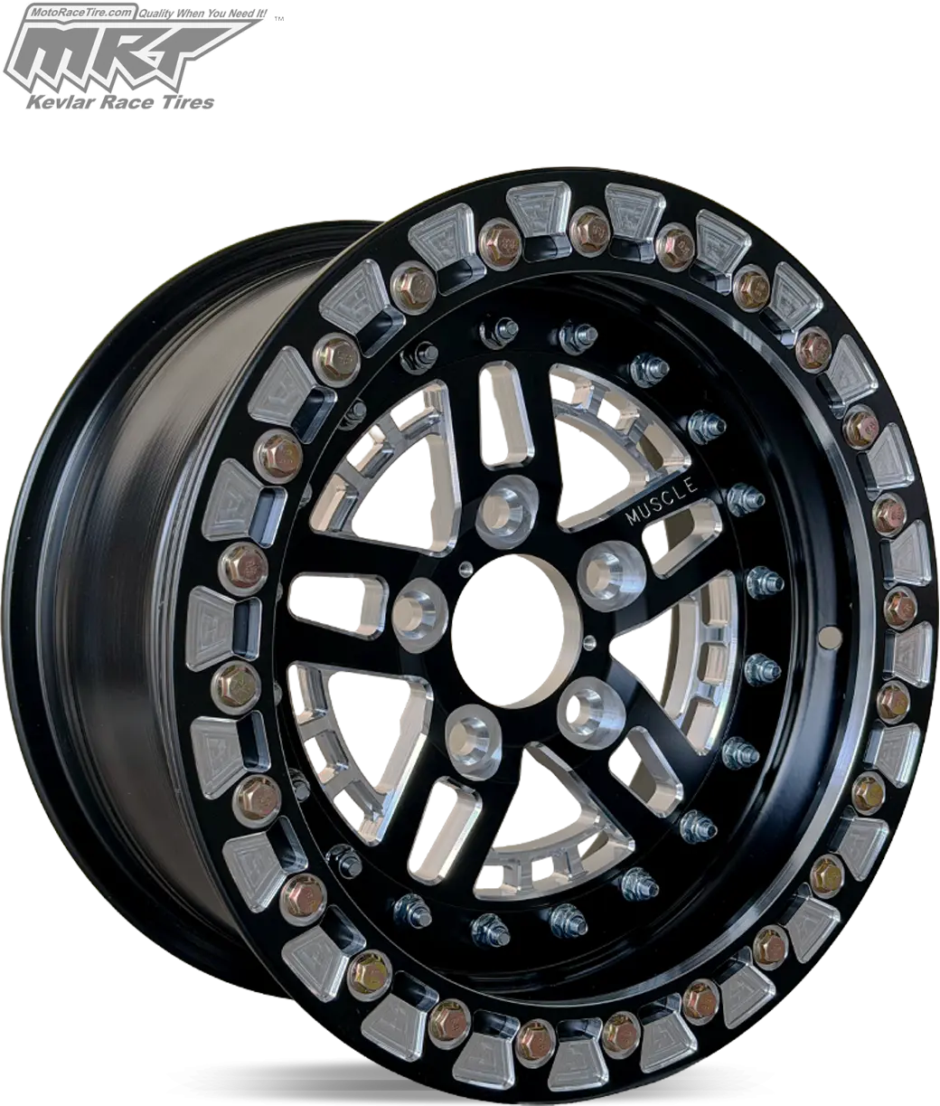 Machine Gunner UTV Wheel - Beadlock | 15x7 / 5x114.3 | 68mm | 32mm | 4 + 3 | Black - UTV/ATV Wheels