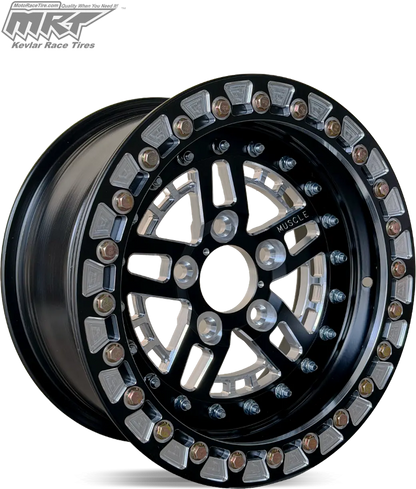 Machine Gunner UTV Wheel - Beadlock | 15x7 / 5x114.3 | 68mm | 32mm | 4 + 3 | Black - UTV/ATV Wheels