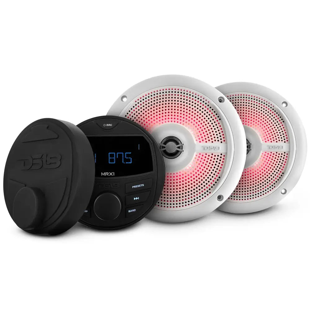 Marine and Powersports Headunit and 6.5’’ Marine Speaker Package (MRX1 and 2 X NXL-6SL/WH) - White