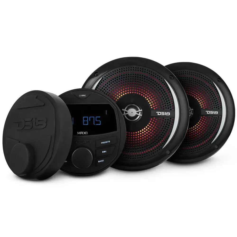 Marine and Powersports Headunit and 6.5’’ Marine Speaker Package (MRX1 and 2 X NXL-6SL/BK) - Black
