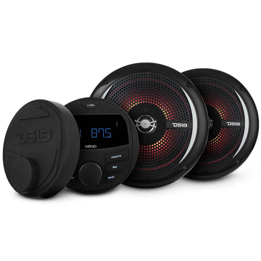Marine and Powersports Headunit and 6.5’’ Marine Speaker Package (MRX1 and 2 X NXL-6SL/BK) - Black