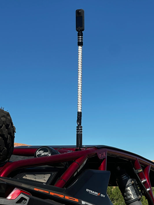 Marshin Whips 2ft Insta360 & GoPro Camera Whip | White-on-White LED | Game Changer Series - Whip