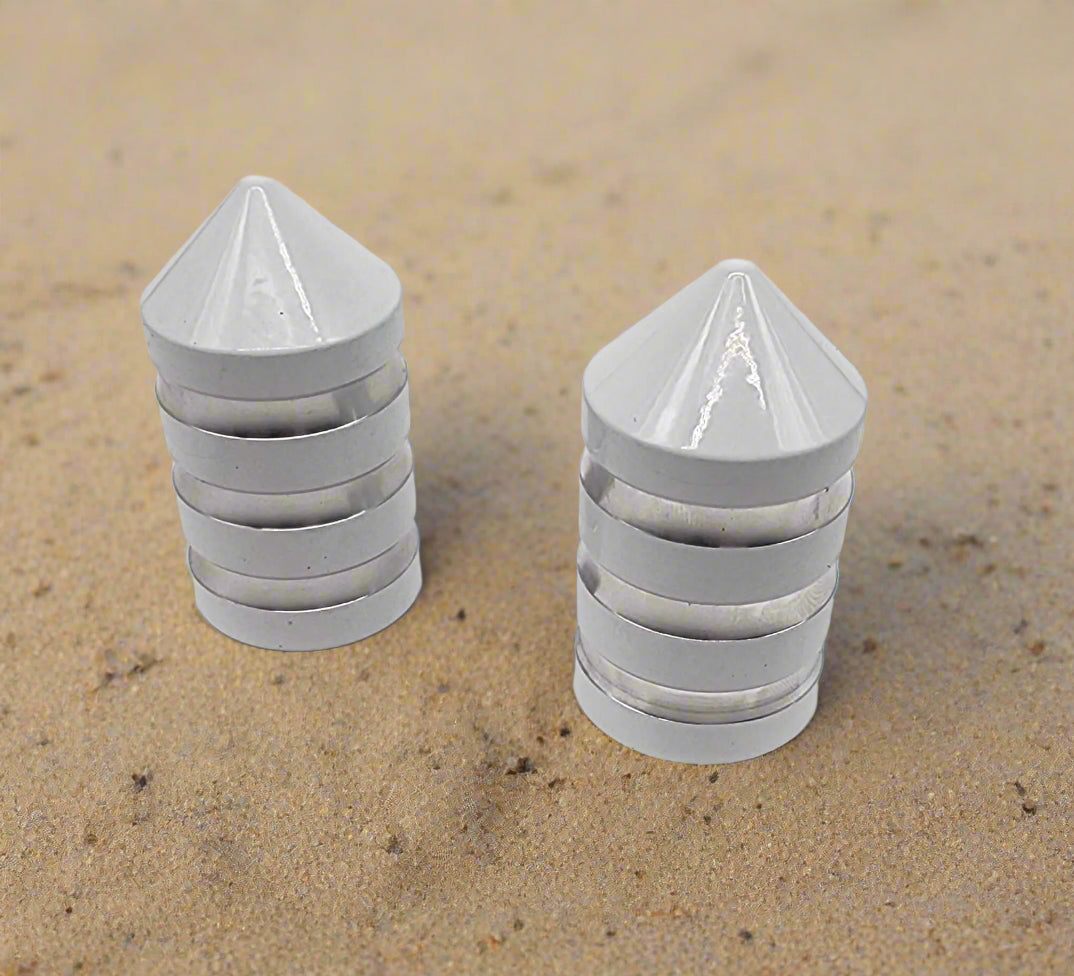 Marshin Whips Billet Magnetic Base Caps | Protective Dust Covers | Pair - Set of 2 / GLOSS WHITE - whip accessories