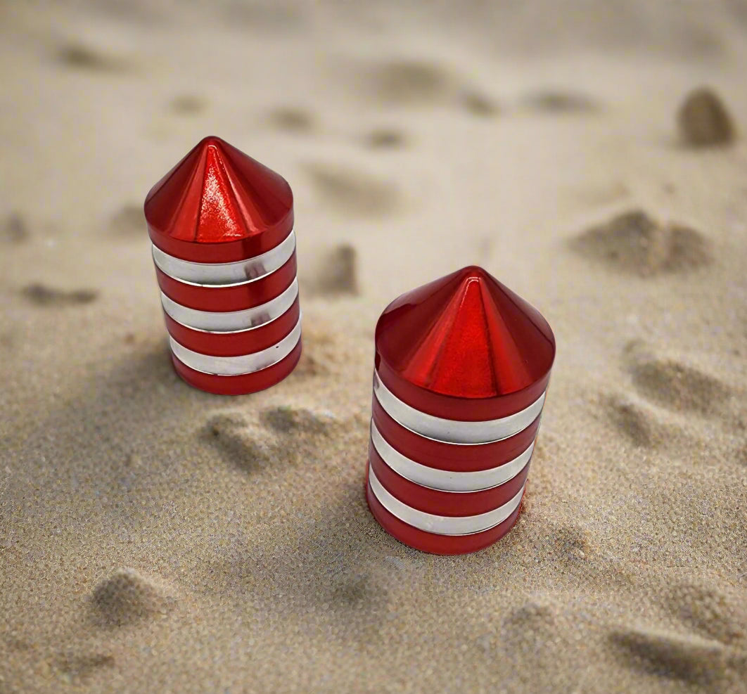Marshin Whips Billet Magnetic Base Caps | Protective Dust Covers | Pair - Set of 2 / LOLLIPOP RED - whip accessories