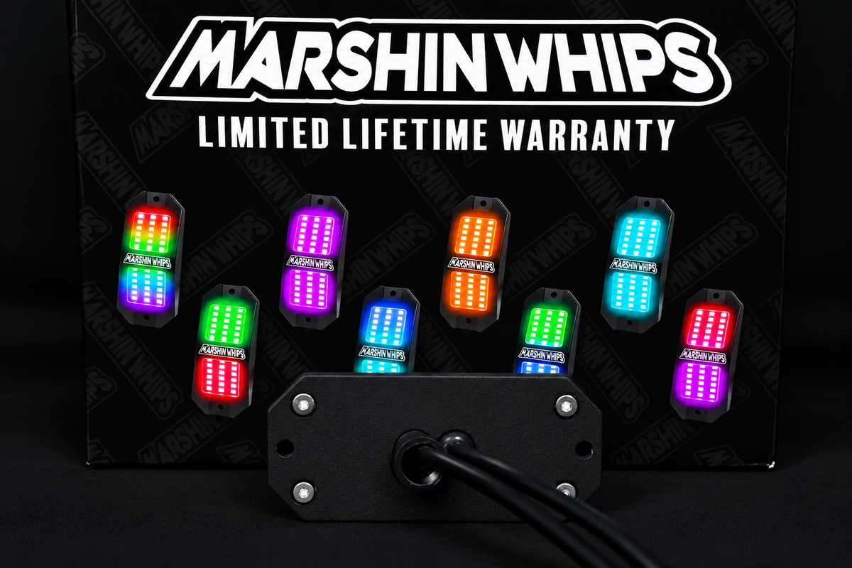 Marshin Whips Rosewell X-2 Billet Rocklights x8 (Kit) - Rock Lights