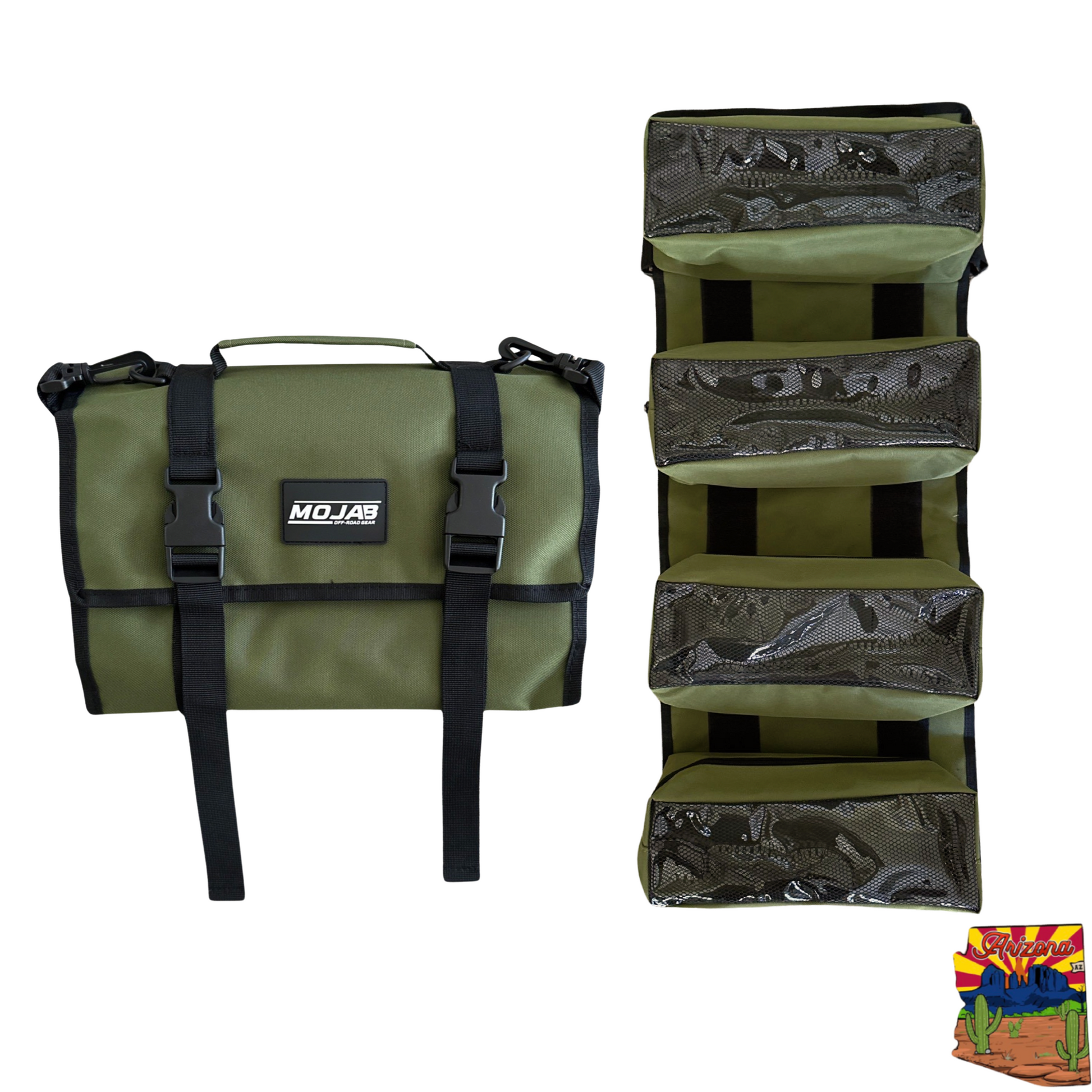 Medium Canvas Tool organizer bag with removeable pouches - Olive Green - Trail bags