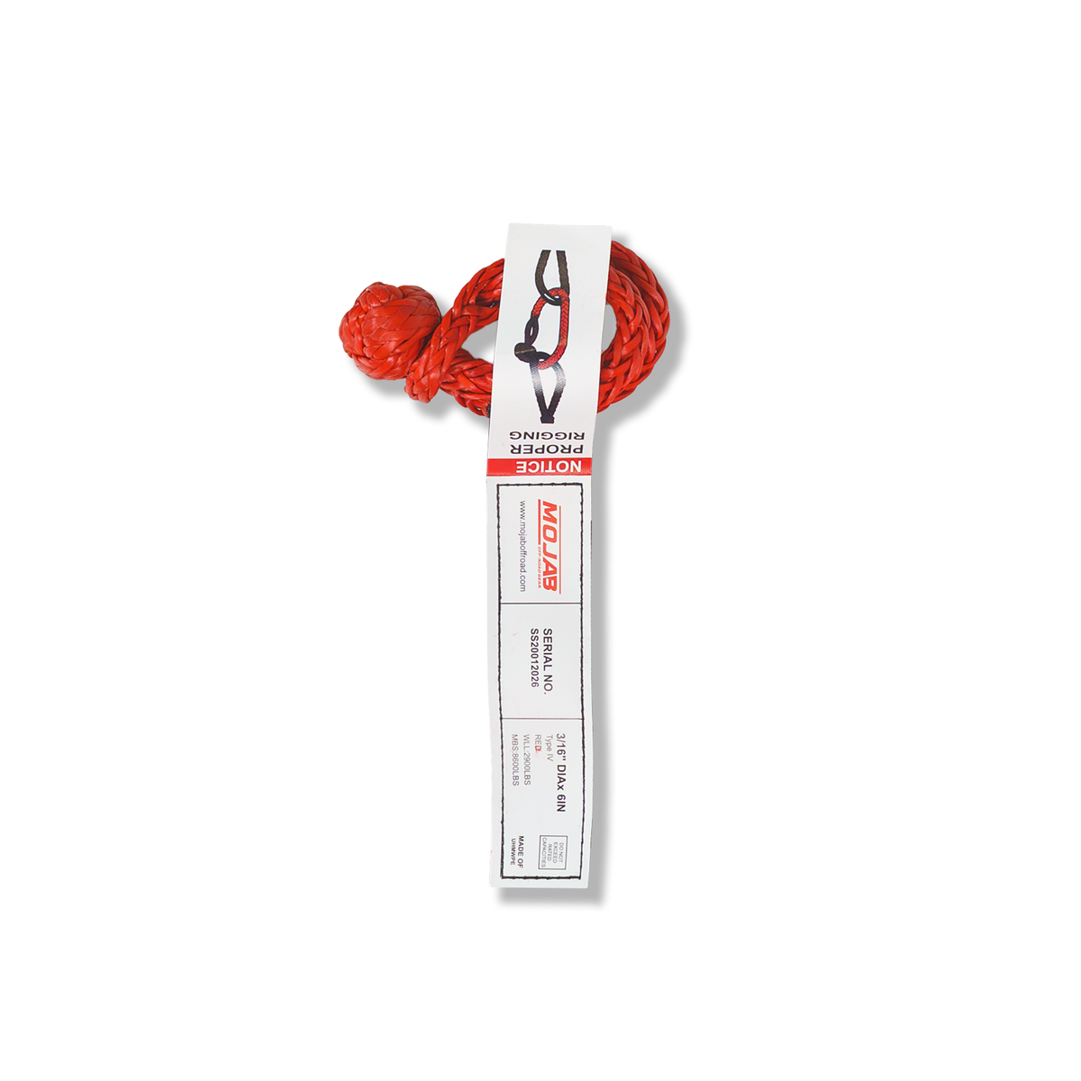Micro Soft Shackle 3/16’’ x 6’’ – Keychain & Recovery - Red - Kinetic rope
