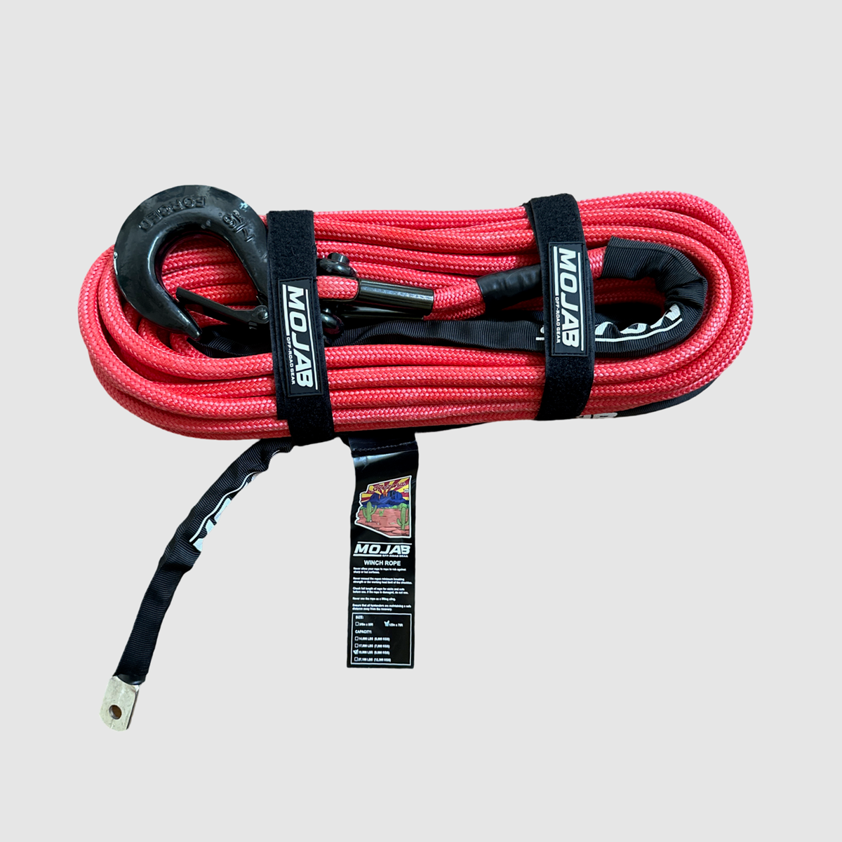 MOJAB 1/2’’ x 78’ Double Braided Winch Rope with Forged Hook - Winch rope
