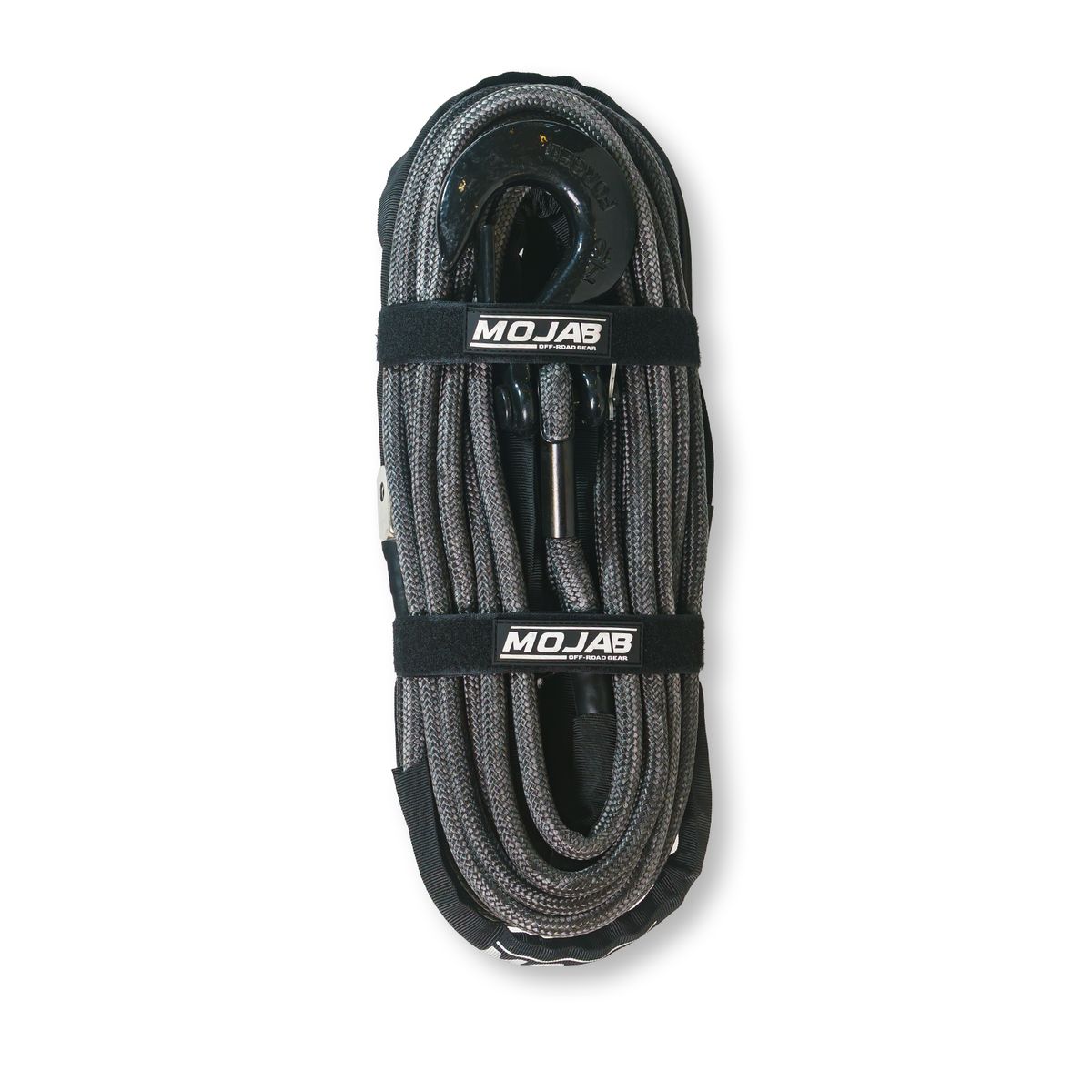 MOJAB 1/2’’ x 78’ Double Braided Winch Rope with Forged Hook - Black - Winch rope
