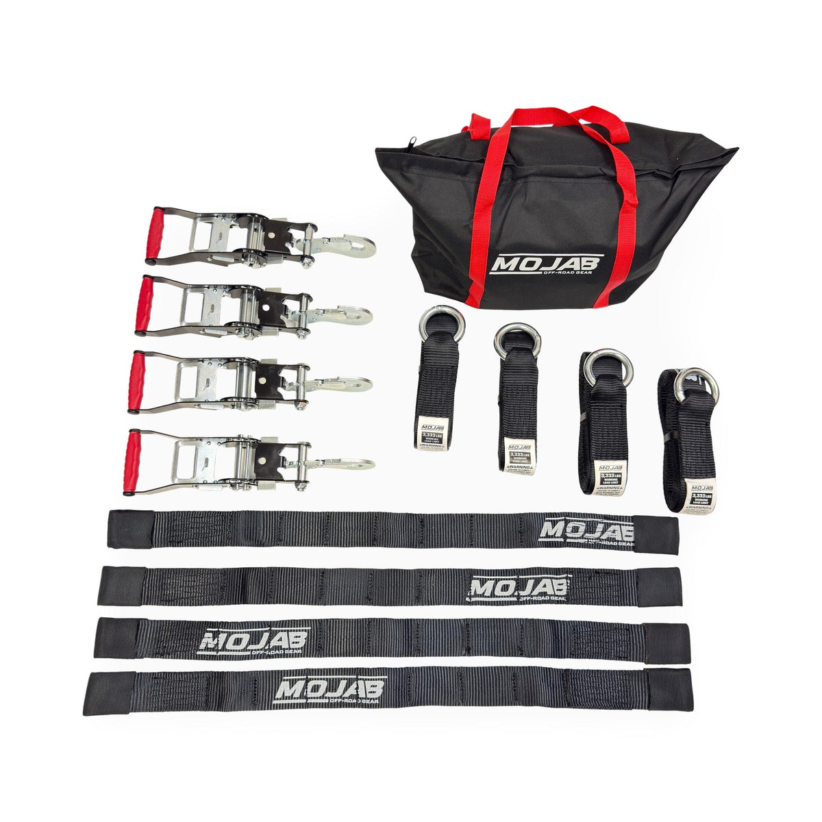 MOJAB LassoLock Heavy-Duty Tire Tie Down Kit – 2” × 12’ (Set of 4) - Tie Downs