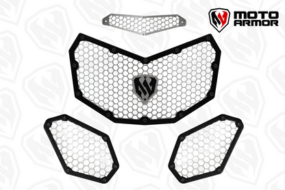 Moto Armor Maverick X3 Radiator Grill Set - Black / Raw Aluminum - Vehicle Parts & Accessories
