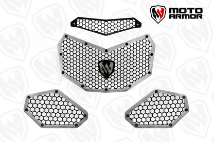 Moto Armor Maverick X3 Radiator Grill Set - Raw Aluminum / Black - Vehicle Parts & Accessories