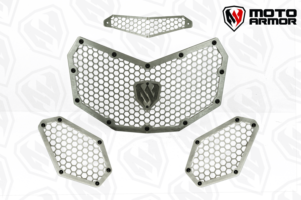 Moto Armor Maverick X3 Radiator Grill Set - Raw Aluminum / Raw Aluminum - Vehicle Parts & Accessories
