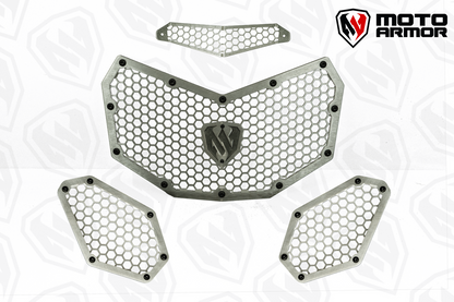 Moto Armor Maverick X3 Radiator Grill Set - Raw Aluminum / Raw Aluminum - Vehicle Parts & Accessories