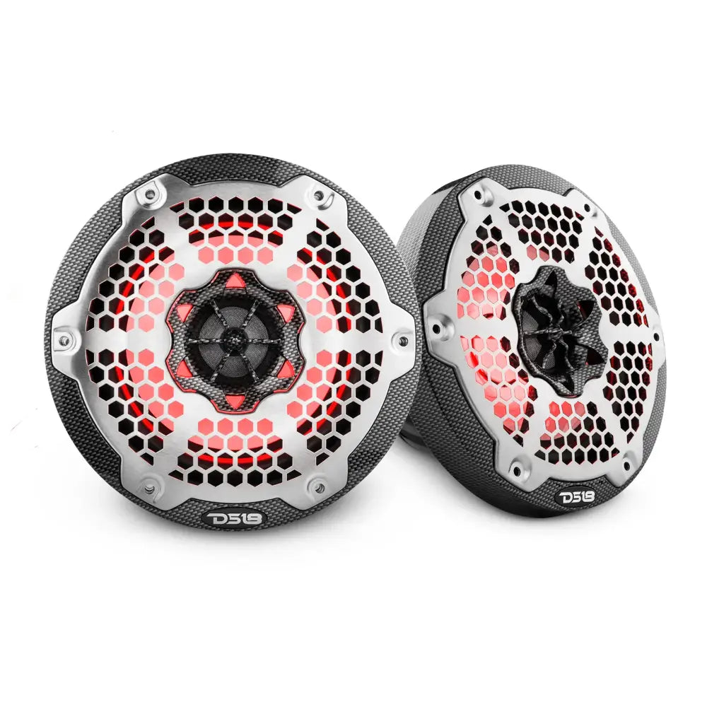 NXL 6.5’’ 2-Way Coaxial Marine Speaker With LED RGB Lights 100 Watts Rms 4-Ohm -Black Carbon Fiber