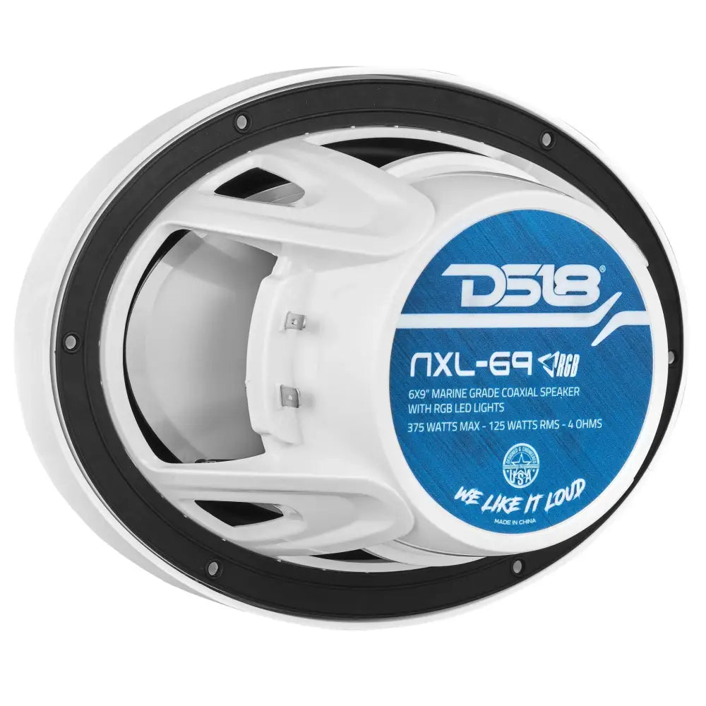 NXL 6x9’’ 2-Way Coaxial Marine Speaker With LED RGB Lights 125 Watts Rms 4-Ohm -White
