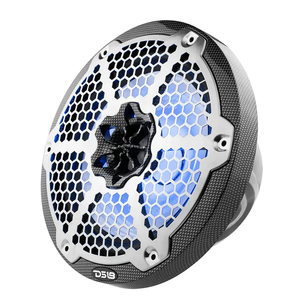 NXL 8’’ 2-Way Coaxial Marine Speaker With LED RGB Lights 125 Watts Rms 4-Ohm - Black Carbon Fiber
