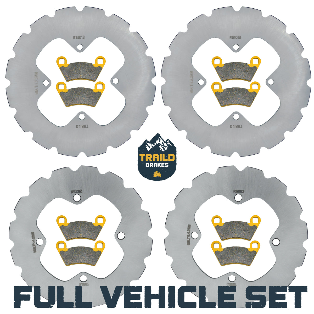 Polaris Ranger 400/500/570/700/800 Mid-Size 2006-2022 Ridge Rider Rotor and Pad Kit - Ceramic Pad & Rotor Set - Pad &