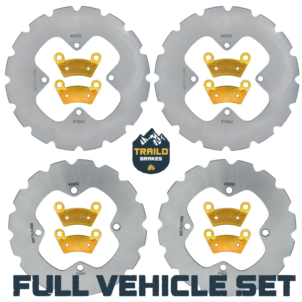 Polaris Ranger 400/500/570/700/800 Mid-Size 2006-2022 Ridge Rider Rotor and Pad Kit - Brass Pad & Rotor Set - Pad &
