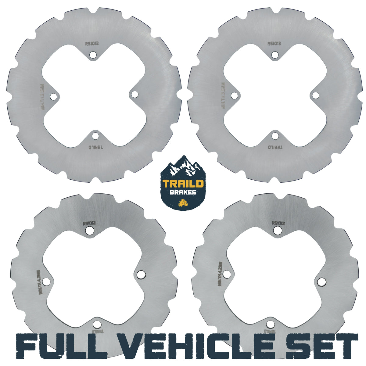 Polaris Ranger 500/570/700/800/EV 2006-2026 Ridge Rider Disc Brake Rotors - Full Vehicle Set (Front & Rear) - Brake