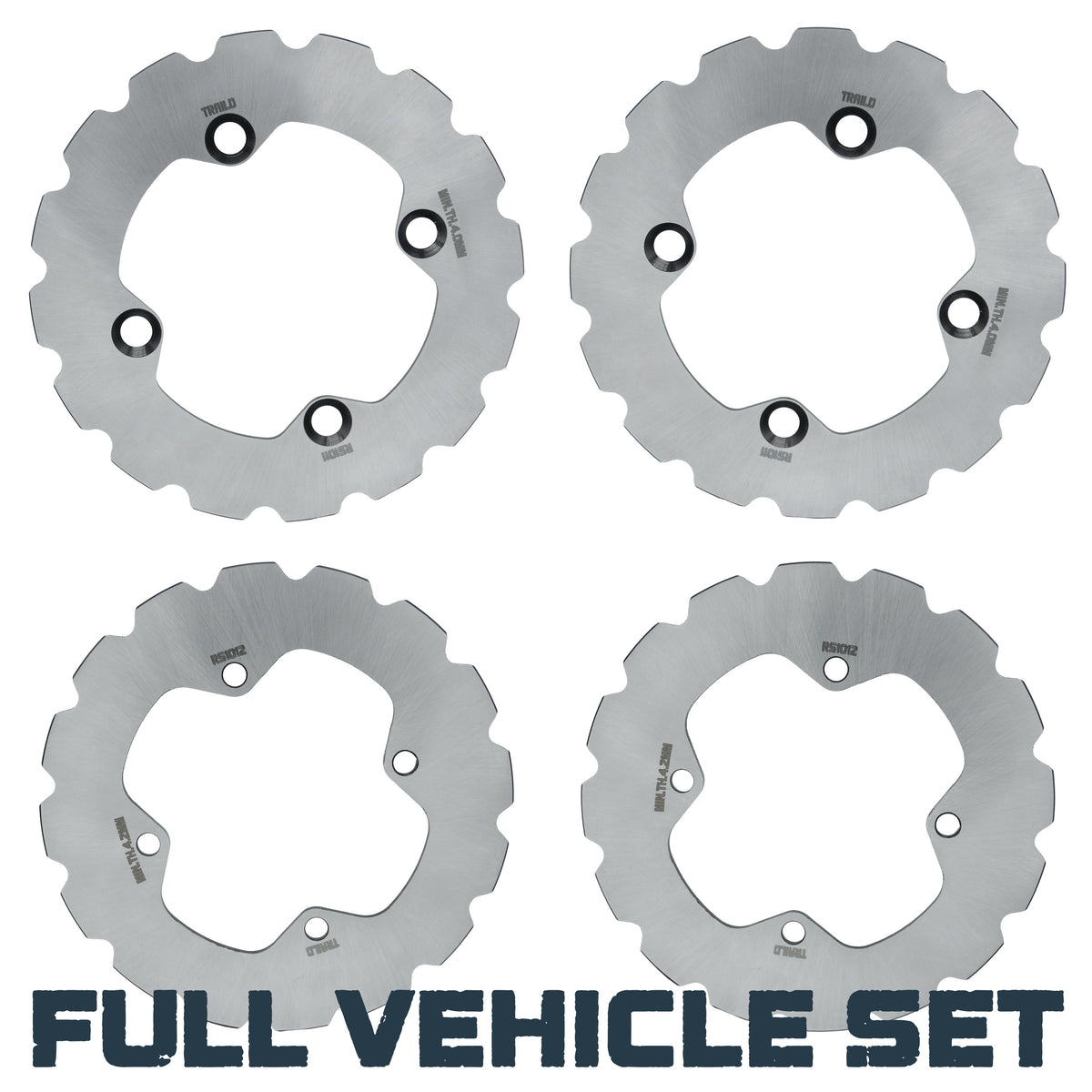 Polaris Ranger 500/700/800/900/1000 2009-2026 Ridge Rider Disc Brake Rotor Kit - Full Vehicle Set (Front & Rear)